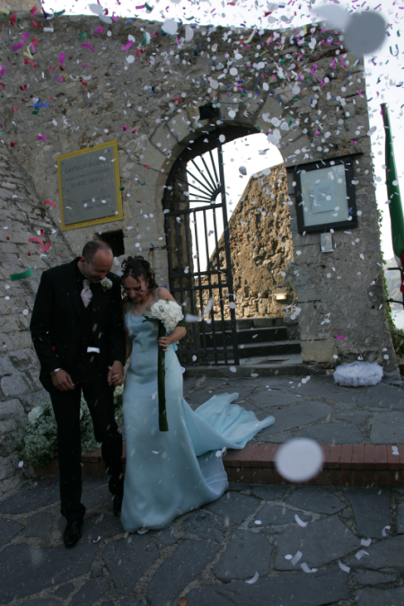 Matrimonio Castello Lerici Morgana Andrea abito sposa azzurro Juliet