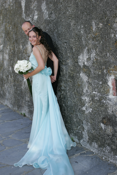 Matrimonio Castello Lerici Morgana Andrea abito sposa azzurro Juliet