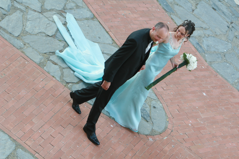 Matrimonio Castello Lerici Morgana Andrea abito sposa azzurro Juliet